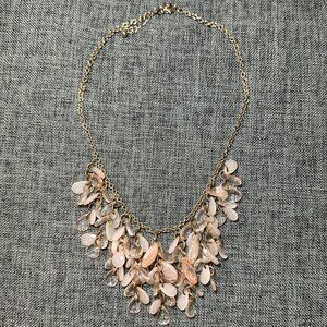 Pink Pearlescent Clustered Tear Drop Statement Bib Necklace
